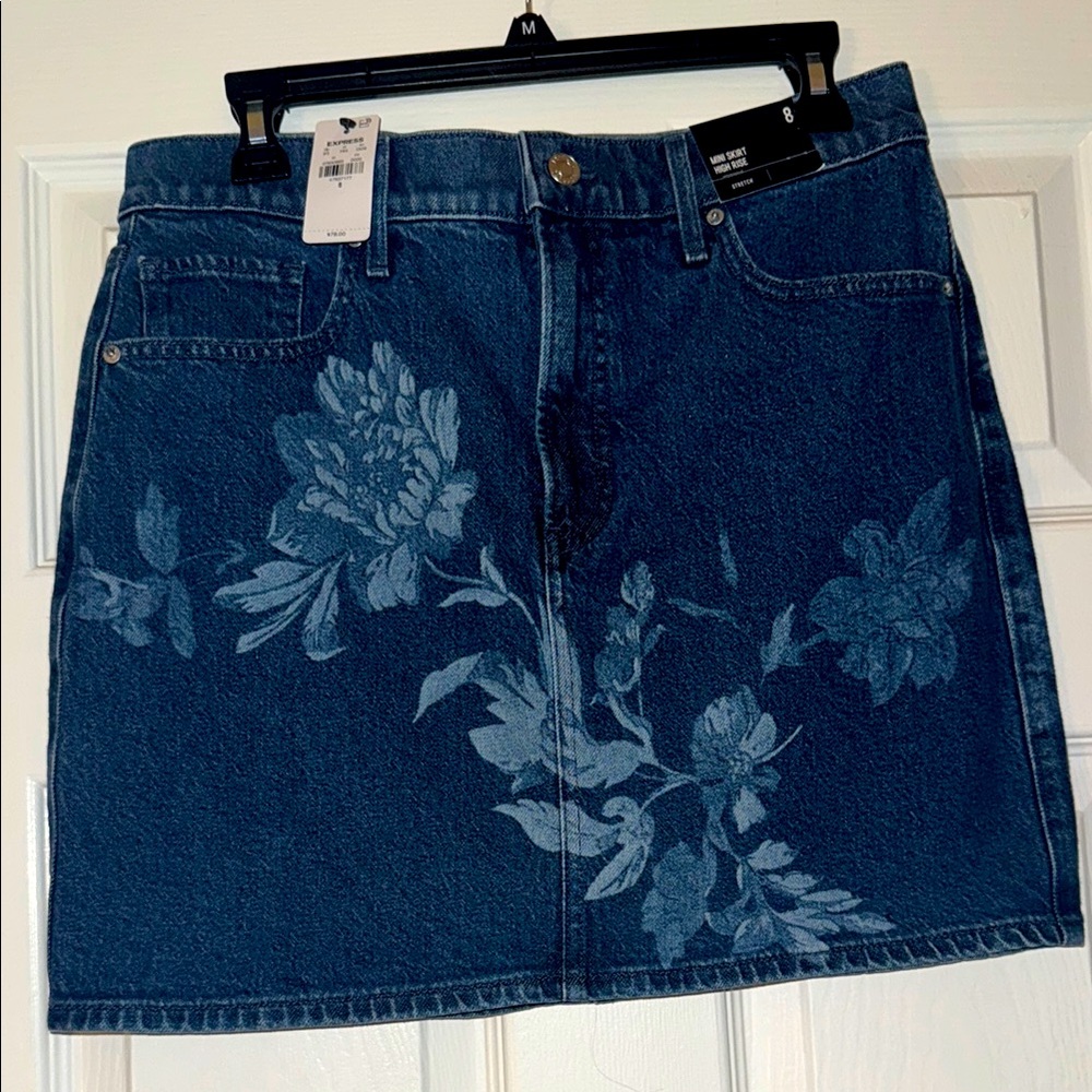 Floral Denim Skirt